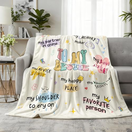 Flpoxzd Bestie Birthday Gift Blanket for Women 60x50 Inches - Cozy Friendship Throw