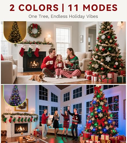 DWVO 7.5ft Flocked Alaska Pine Christmas Tree with Snow, Pine Cones & 400 LED Lights, Remote Control