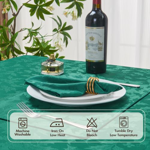 Dark Green holly berry motifs Jacquard 17x17 Cloth Napkins Set of 8