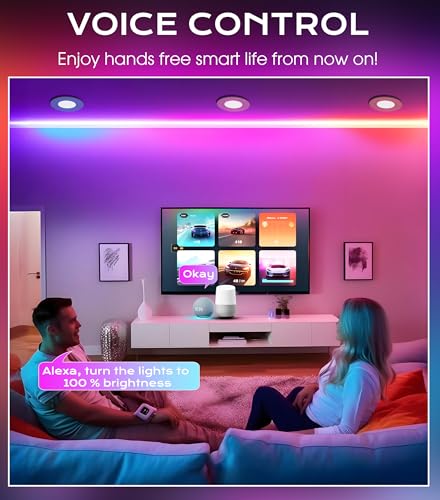 CLOUDY BAY 4 Inch White RGB+CW Smart WiFi Recessed LED Lights, Voice & App Control