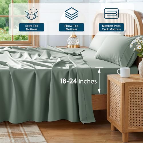 SONORO KATE 800 Thread Count Egyptian Cotton Queen Bed Sheets Deep Pocket