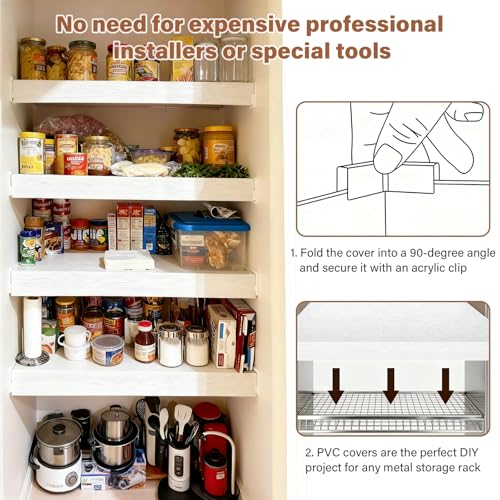 PVC Wire Shelf Covers 24x12 Inches - Removable Pantry Shelving Liners (Variation 5)