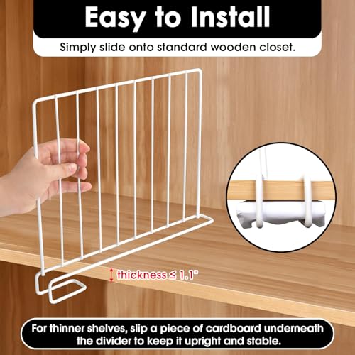 SSAWcasa White Shelf Dividers 8 Pack for Closet & Home Organization