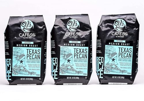 HEB Cafe Ole Ground Coffee 12oz Bag (Pack of 3) - Texas Pecan Flavor