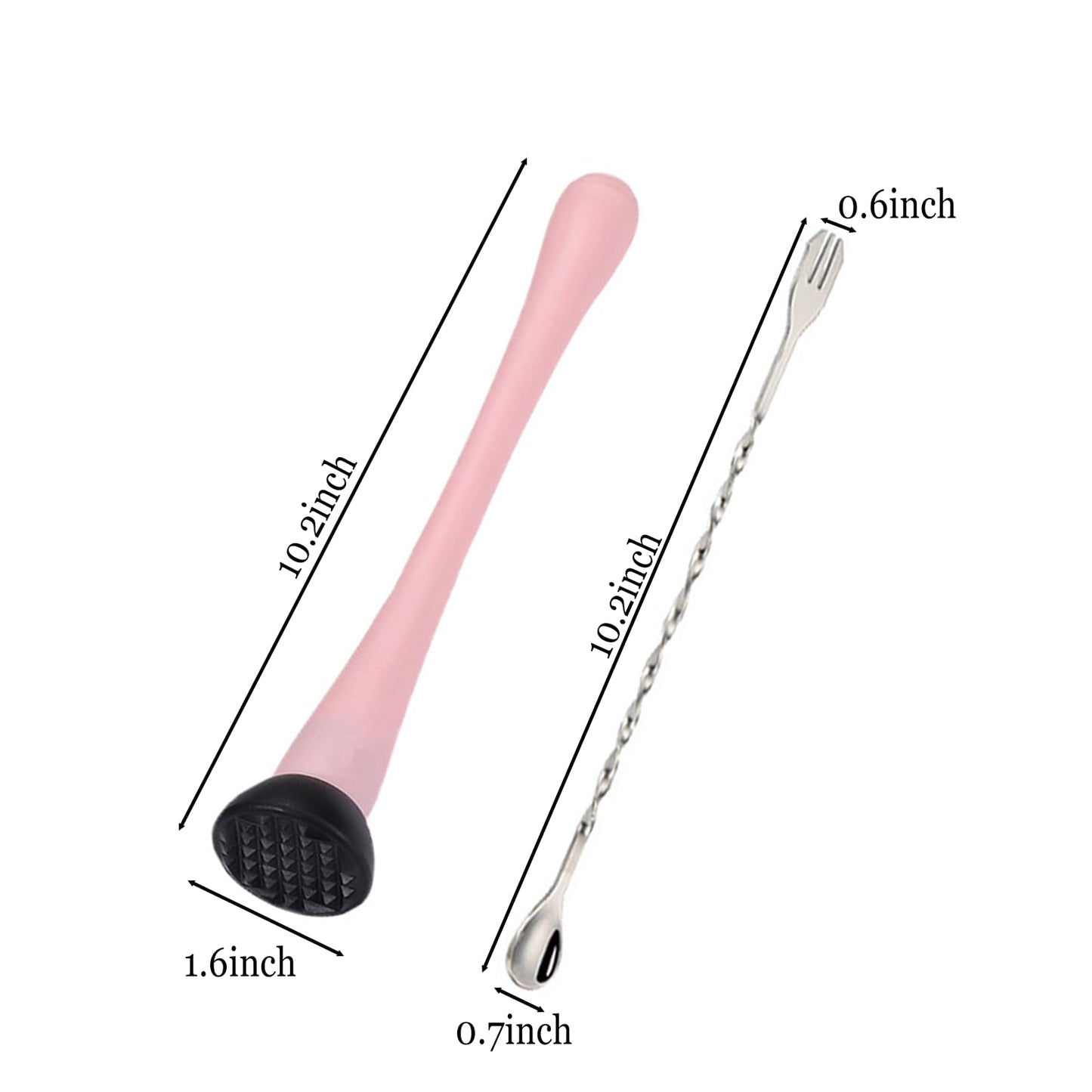 Muddler for Cocktails,Cocktail and Bar Tools for Lemonade 10" Muddler and Long Handle Bar Cocktail Mixing Spoon