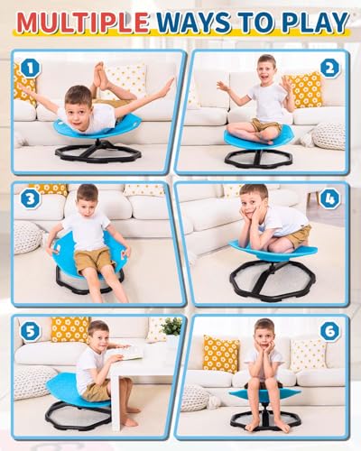 KidBloom Blue Sensory Spinning Chair for Autism & ADHD Kids, Balance & Coordination, Silent 360° Swivel