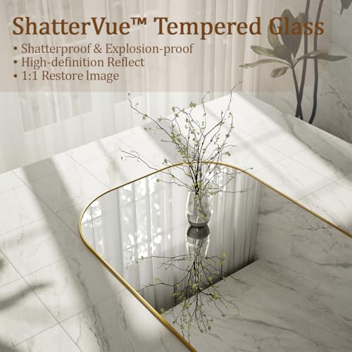 Gold Full Length Mirror 56x21 Inch Standing Floor Mirror with Stand & Tilt