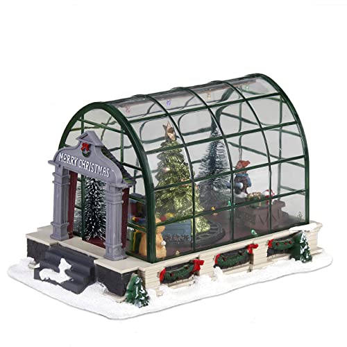 InnoDept12 Animated Lighted Christmas Village Greenhouse Decor