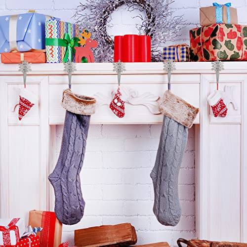 Peryiter 12 Pcs Snowflake Stocking Holders Metal Hooks for