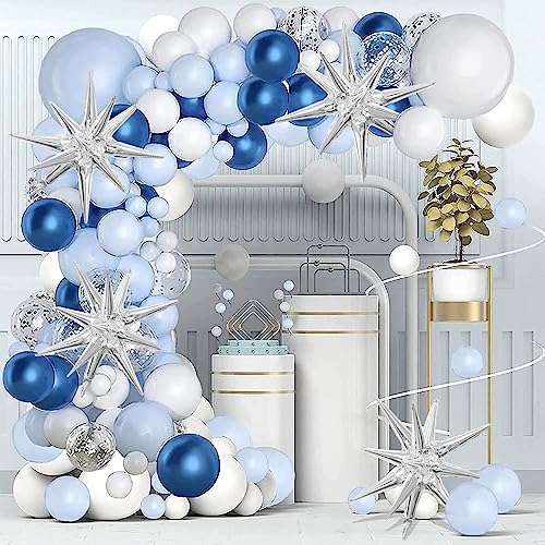 Silver Star Balloons 6pcs Foil Mylar Balloons 22 Inch Large Cone Spike Explosion Star Balloon Party Decorations for Christmas Birthday Bachelorette Disco Party
