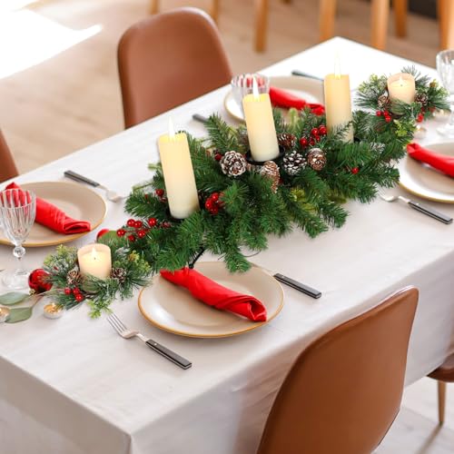 Vinsot 3-Piece 30-Inch Christmas Table Centerpiece with Candle Trays