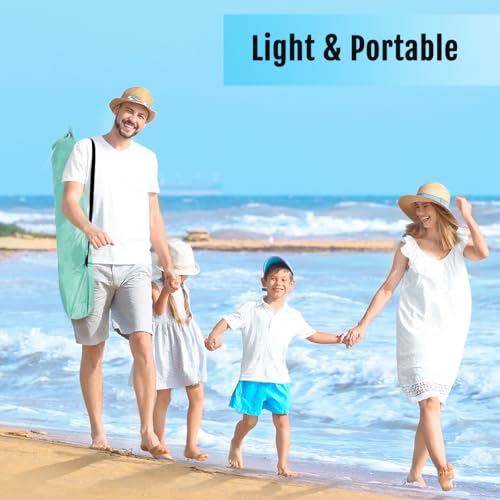 WhiteFang Mint Green XXL Pop Up Beach Tent Sun Shade Shelter for 3-4 People, UV Protection, Extendable Floor