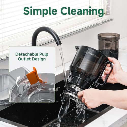 Black Cold Press Juicer Machine with 5.8-Inch Wide Chute for Whole Fruits & Vegetables - AMZCHEF