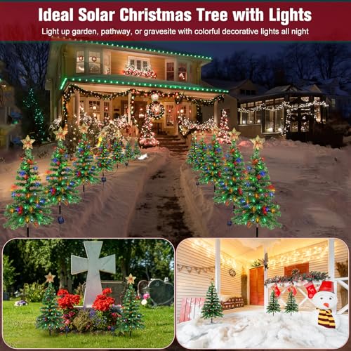 Solar Christmas Trees Lights Outdoor, Powered Xmas Tree Stake Outside