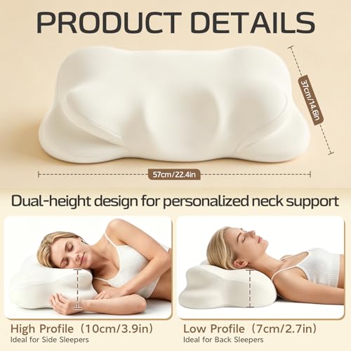 Ergonomic Memory Foam Cervical Pillow with Cooling Cover - Side & Back Sleep Support