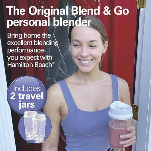 Hamilton Beach Portable Blender with 14 oz Travel Jar - White, 2 Jars