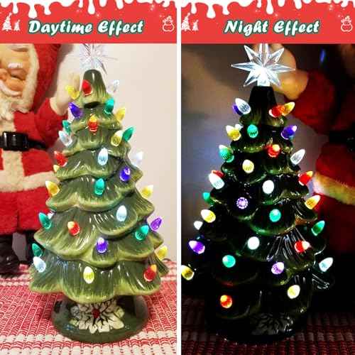 Ceramic Christmas Tree Replacement Light Bulbs Set, 120Pcs in 10 Colors Ceramic Tree Replacement Bulbs and 1 Angel/Five Pointed Star/Seven Pointed Star Top Trim