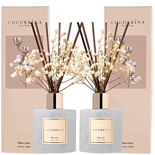 Reed Diffuser Set with Sticks - Clean Linen Scent - 6.7 Fl Oz - 2 Pack - Home Fragrance & Decor