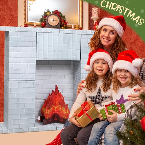 Fullhawl White Christmas Cardboard Fireplace 35.5x29x8 Inch Holiday Decor