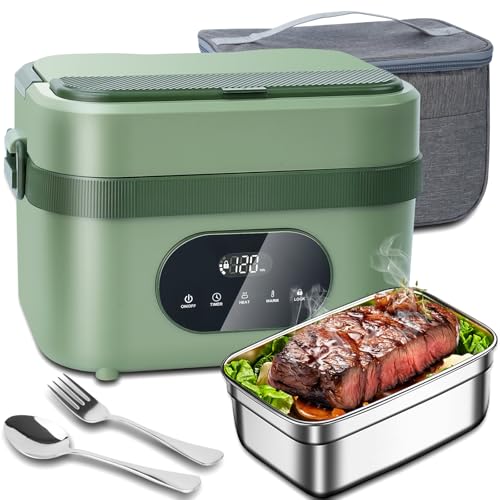 MDHAND Green Cordless Heated Lunch Box with 18000mAh Battery, Self-Heating & Timer