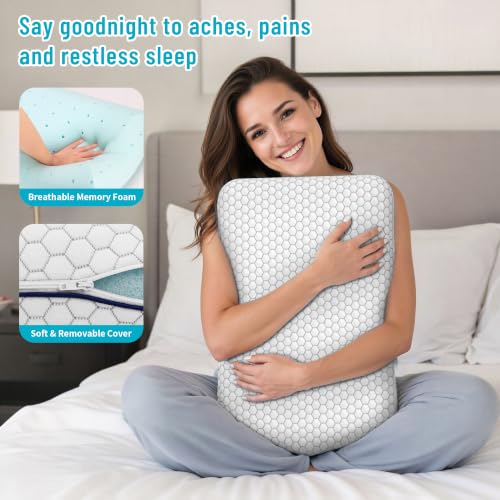 CushyOasis Memory Foam Bed Pillows Set of 2 - Standard Size, Supportive & Washable