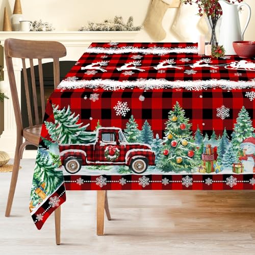 Cusugbaso Red Christmas Tablecloth 60x104 Inches - Holiday Decor for Dining & Outdoor