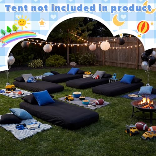 Kids Air Mattress Set with Fitted Sheet - Black, 4 Pack - Portable Sleepover Bed