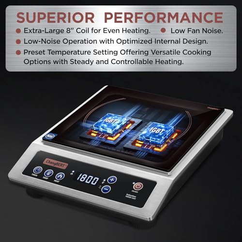 Professional Induction Cooktop 1800W with Large Coil Burner, NSF Certified