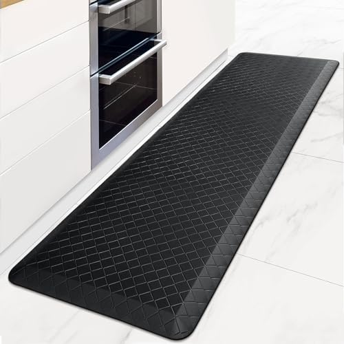 Black 72 Inch Thick Anti-Fatigue Kitchen Floor Mat - Non-Slip Cushioned Rug