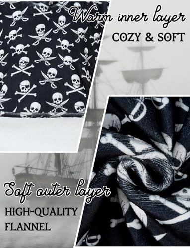Huglanket Pirate Skull Print Oversized Hoodie Blanket for Men & Kids