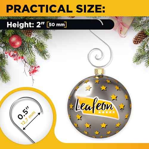Leafeon 50 Pack S-Shaped Christmas Ornament Hooks ? Great S-Shaped Ornament Hangers for Christmas Tree Decoration (Silver)