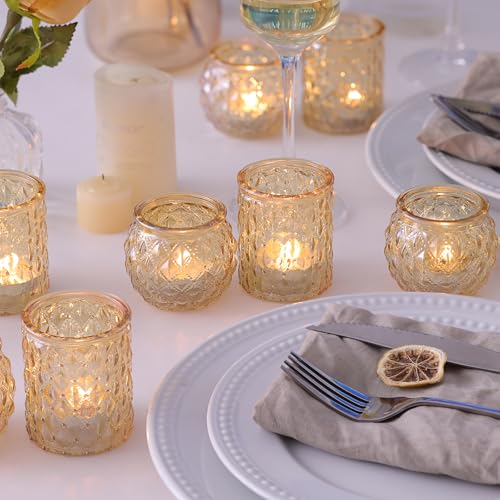 NITIME 36 Pcs Gold Votive Candle Holders Set Wedding Party Decor
