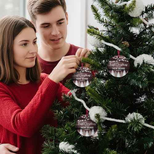 New Home Ornament 2025 - First Christmas in Our New Home Ornament - Housewarming Gifts for Women, Couples, Homeowners - First Home Gift Ceramic Christmas Ornament Keepsake, Home D?cor 2025