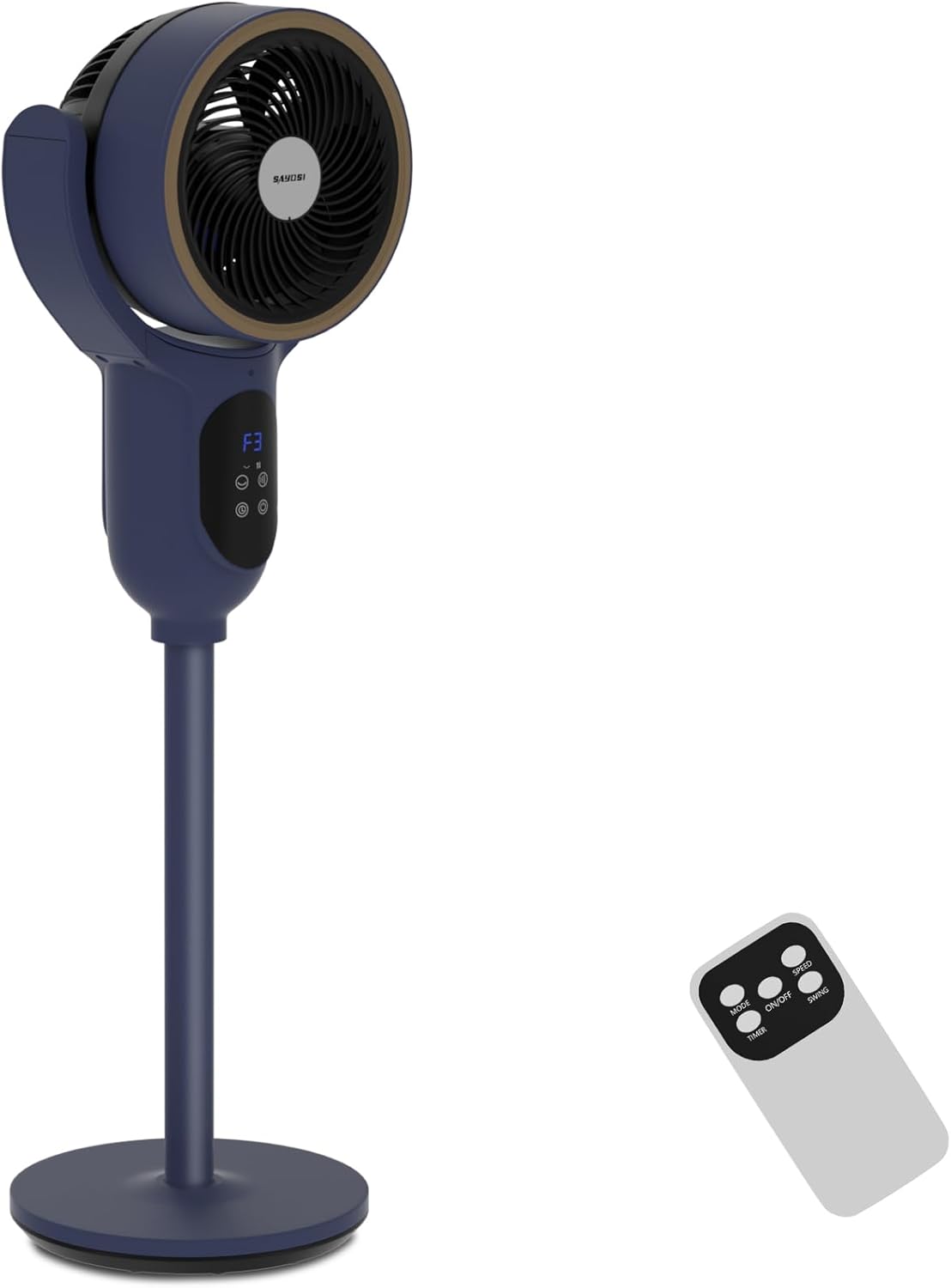 Skiennix Oscillating Tower Fan - 90° Auto Cooling Pedestal Fan for Home & Office | Blue Finish