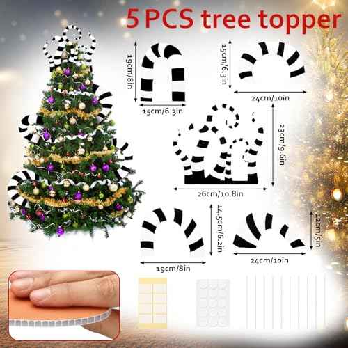 10 Pcs Christmas Black and White Tree Decorations Picks Christmas Tree Topper Decor with Head Arms Legs Sticks Xmas Picks DIY Ornaments for Home Xmas Party Holidays Indoor Decorations