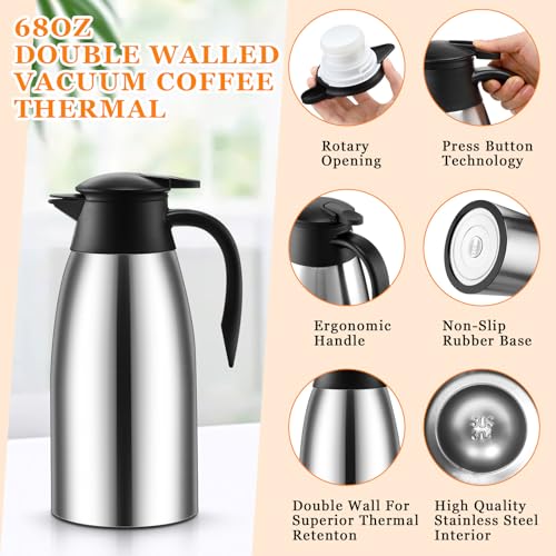 Insulated 68 oz Stainless Steel Coffee Carafe Set - Silver, 2 Pieces