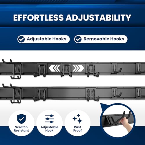 Black 96-Inch Heavy-Duty Metal Garage Tool Organizer Wall Mount – Supports 960 lbs