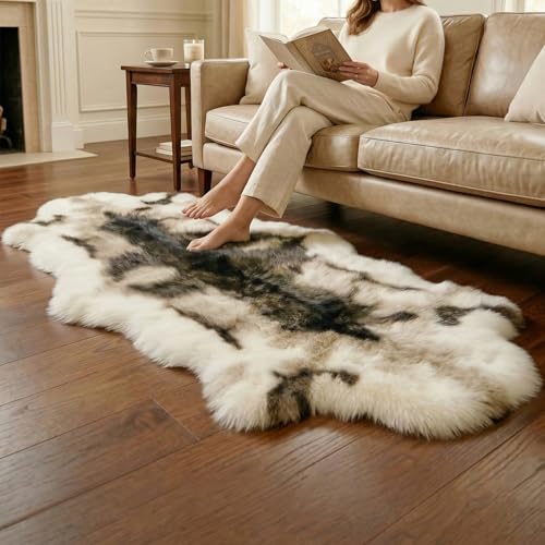 Reindeer Pattern Faux Fur Area Rug - 6.7x2.3 ft Plush Machine Washable Runner for Fireplace & Bedside - Eco-Friendly Luxury Home Decor