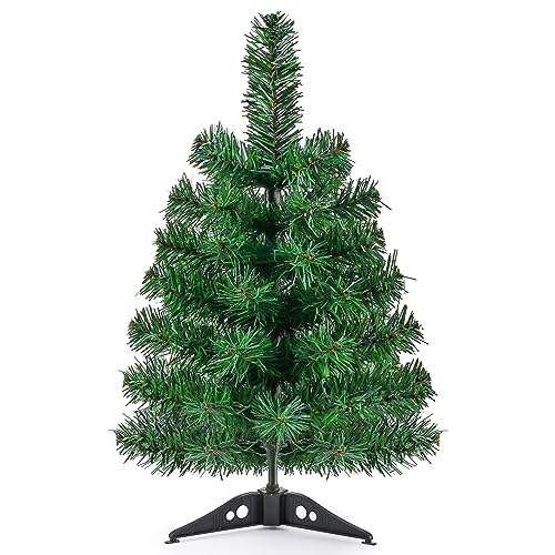 17.7Inch Artificial Christmas Tree Green Tabletop Christmas Tree with Plastic Stand Mini Xmas Pine Tree for Indoor Outdoor Holiday Home Decoration