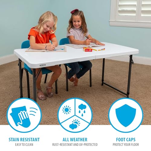 4-Foot Adjustable Folding Table - Portable, Stain-Resistant & Lightweight