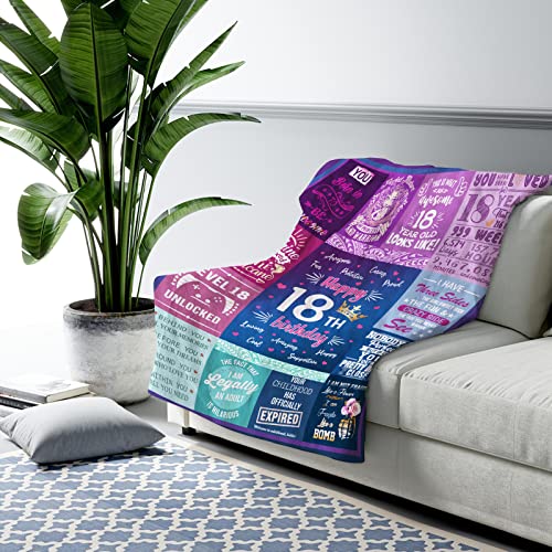 18th Birthday Gifts for Girls - 18th Birthday Decorations for Girl 50"x40" Blanket - Gifts for 18 Year Old Girl- Gifts for Daughter Bestie Sister- 18th Birthday Gift Ideas - 18th Bday Decor