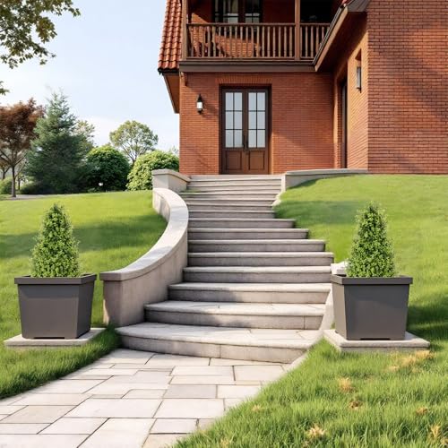 30" Artificial Boxwood Topiary Trees for Outdoor Set of 2