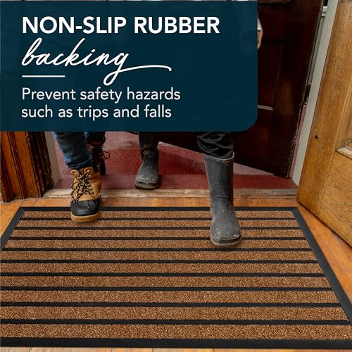 Extra Durable Outdoor Door Mat 36 x 24 Inches Bright Brown - Mud & Water Trap Rug