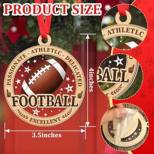 Football Ornaments for Christmas Tree, Football Christmas 2 Layer Wood & Acrylic Ornament for Boy Girl Gifts, Sport Christmas Ornament 2025