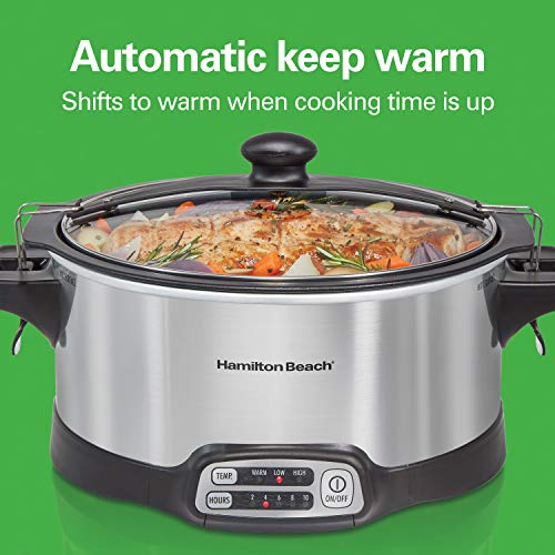 Hamilton Beach Programmable 6 Qt Slow Cooker with Stovetop Sear & Travel Lid Lock - Silver (33663)