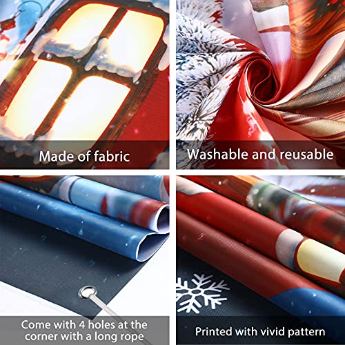 Irenare Christmas Decorations Merry Christmas Door Cover Xmas Background Banner Xmas Door Hanging Covers Photo Booth Props for Winter Party Decorations Supplies, 70.9 x 35.4 Inch (Classic Style)