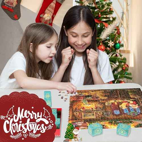 Puzzle Advent Calendar 2025, Santa's Workshop 1008 Pieces Jigsaw Puzzles, 24 Days Countdown Calendars for Kids, Home Decoration Christmas Advent Calendars Game Puzzles for adults