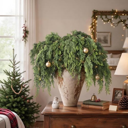 6 Pcs 32" Lifelike Touch Artificial Christmas Cedar Branches for Vase