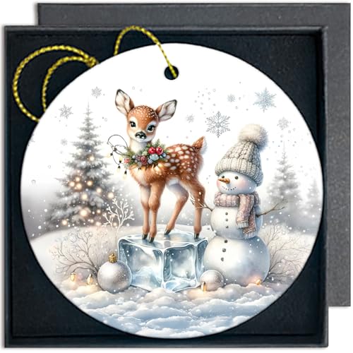 Deer & Reindeer Christmas Ornaments - Snowman, Decor for Tree
