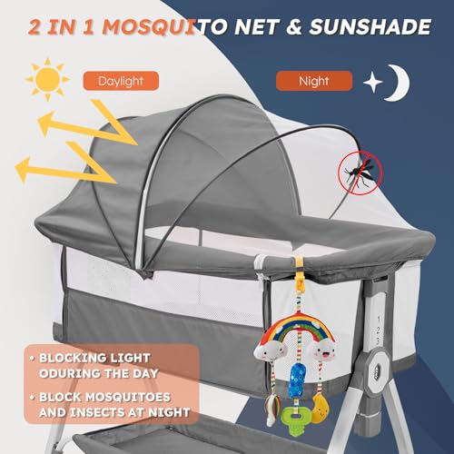 4-in-1 Baby Bassinet with Wheels & Adjustable Height - Gray (Variation of THIS listing)